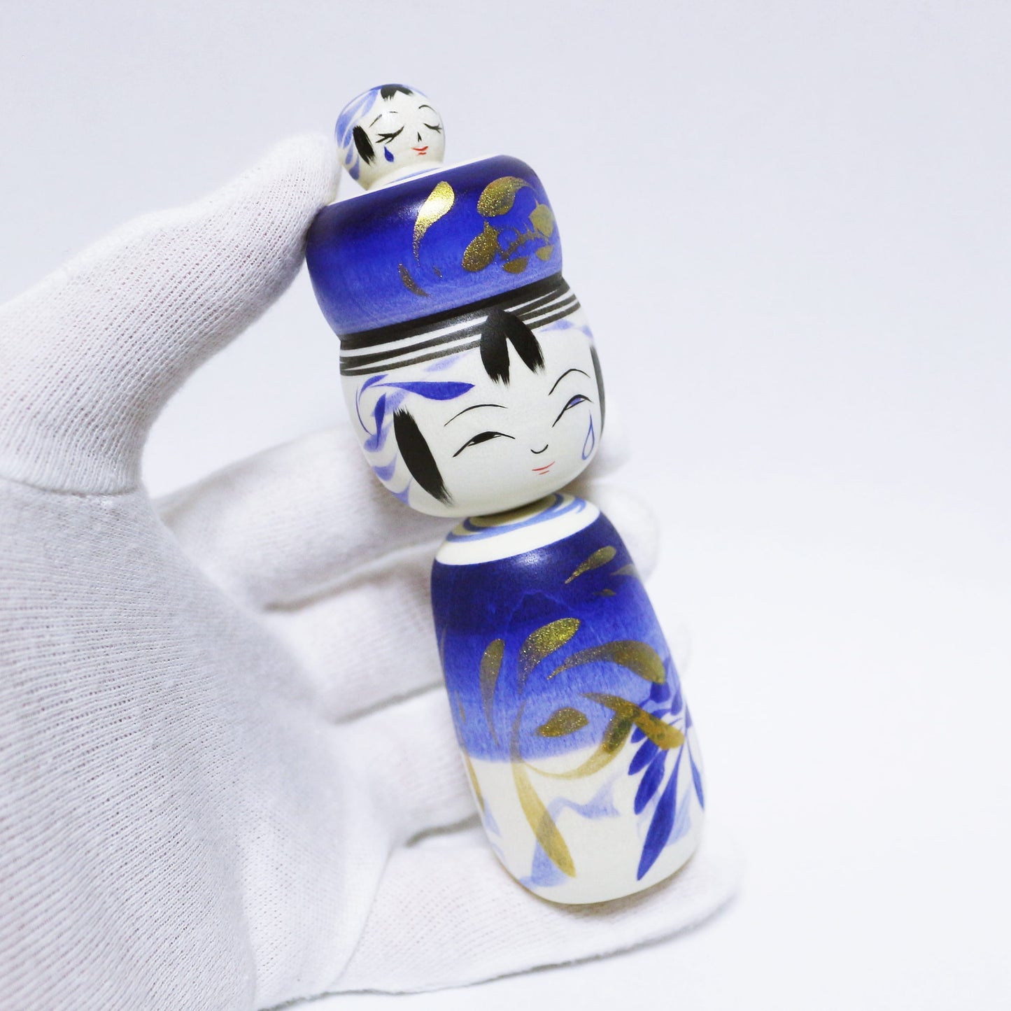 梅雨　雨　青紫　玉入れ赤ちゃんこけし　Rainy season　Japanese blue-purple　Rain　TAMA-IRE KOKESHI 　※854