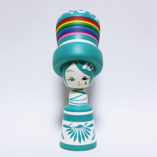 梅雨　雨と虹　花緑青　Rainy season　Rain and rainbow　HANAROKUSHO　Hat KOKESHI　※855