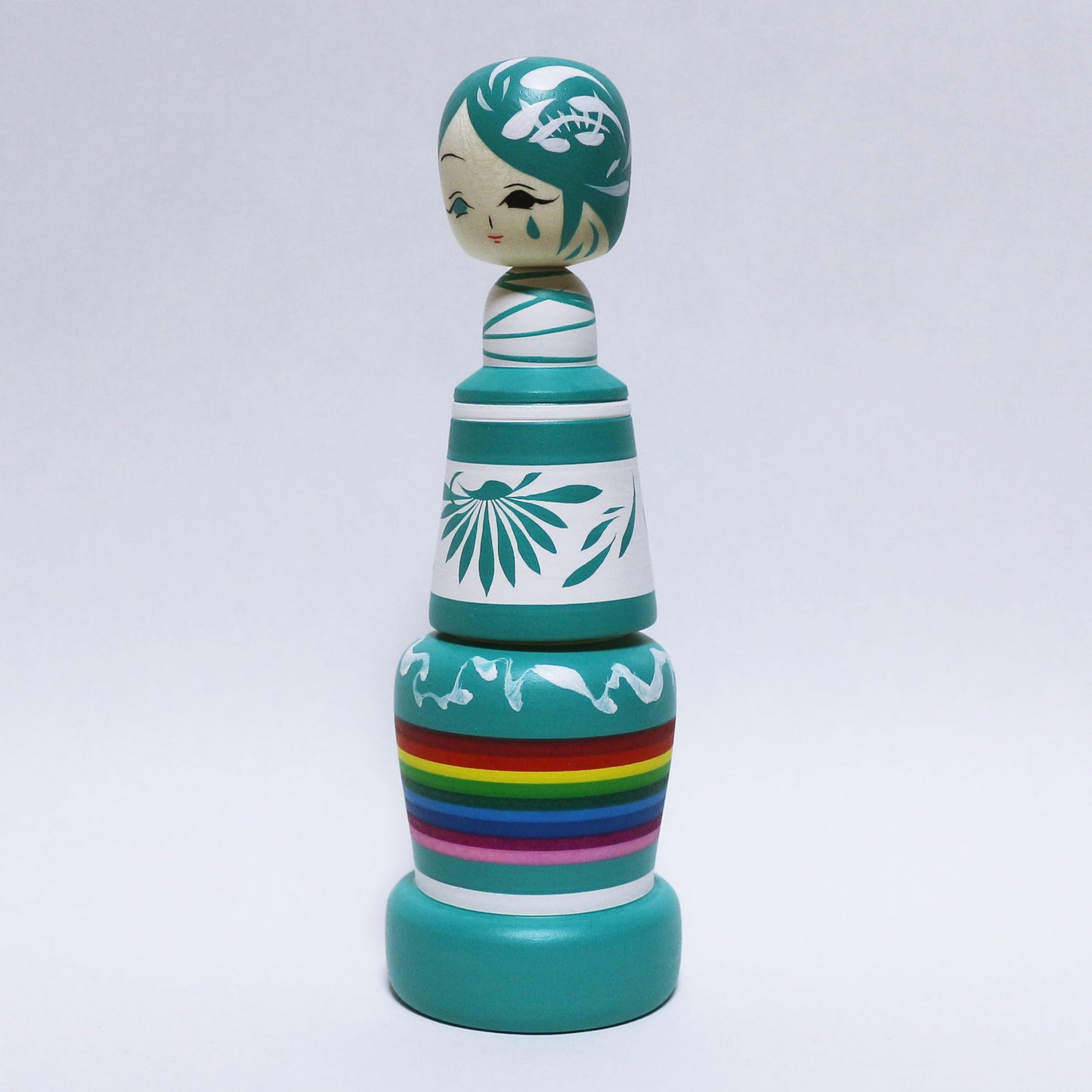 梅雨　雨と虹　花緑青　Rainy season　Rain and rainbow　HANAROKUSHO　Hat KOKESHI　※855