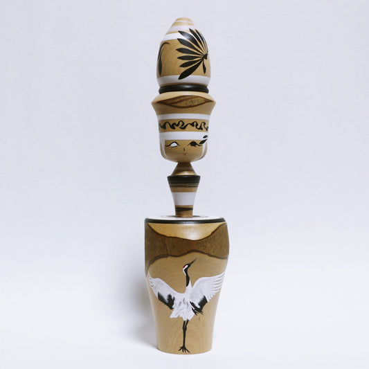 椿　鶴　陰陽　Camellia　Crane　Yin and yang　KOKESHI　※870