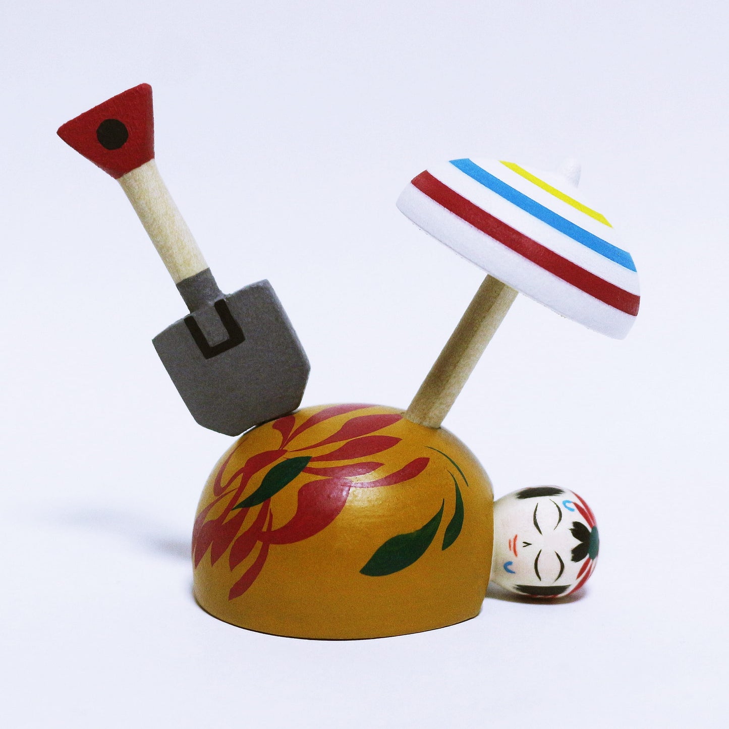 鹿児島　砂むし温泉　パラソル独楽　日本縦断こけし 2/47　KAGOSHIMA　Steam Sand Bath　Parasol / Umbrella spinning top　Japan-crossing KOKESHI 1/47　※902