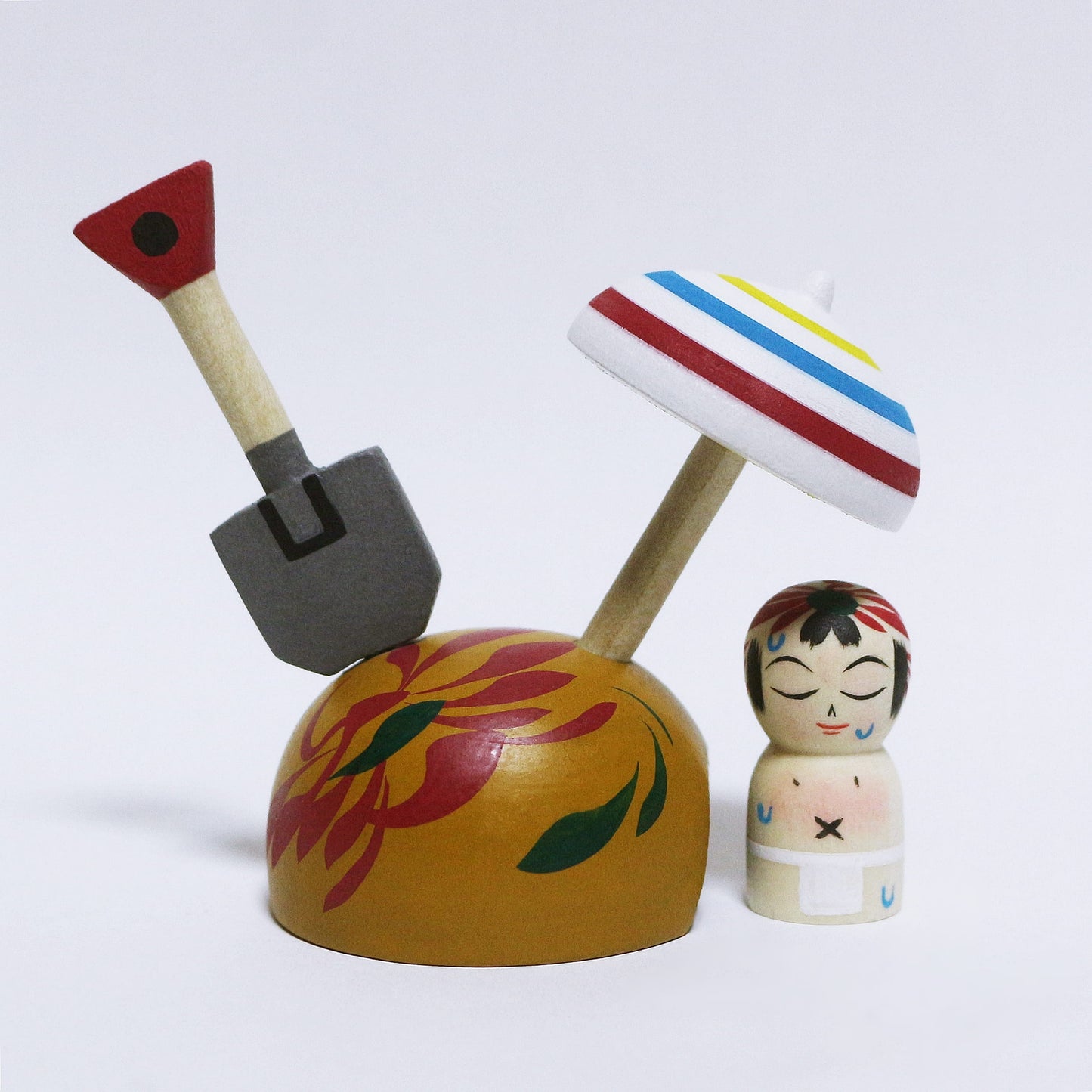 鹿児島　砂むし温泉　パラソル独楽　日本縦断こけし 2/47　KAGOSHIMA　Steam Sand Bath　Parasol / Umbrella spinning top　Japan-crossing KOKESHI 1/47　※902