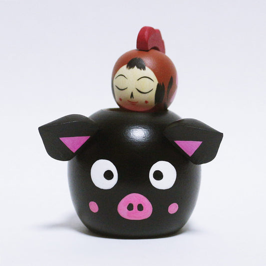 鹿児島　黒豚と地鶏　日本縦断こけし 2/47　KAGOSHIMA　Black pork and Jidori chicken　Japan-crossing KOKESHI 1/47　※906