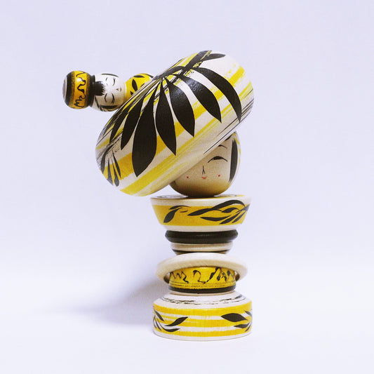 遠刈田こけし 本人型 輪入れ＆帽子　Wooden ring & Hat　Noboru Wagatsuma Type TOGATTA KOKESHI　※983