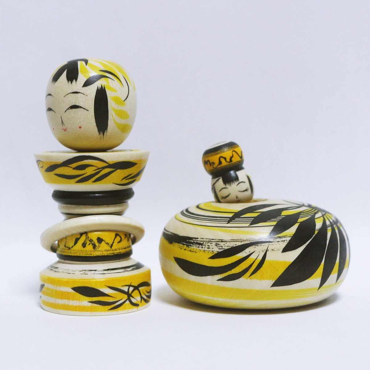 遠刈田こけし 本人型 輪入れ＆帽子　Wooden ring & Hat　Noboru Wagatsuma Type TOGATTA KOKESHI　※983