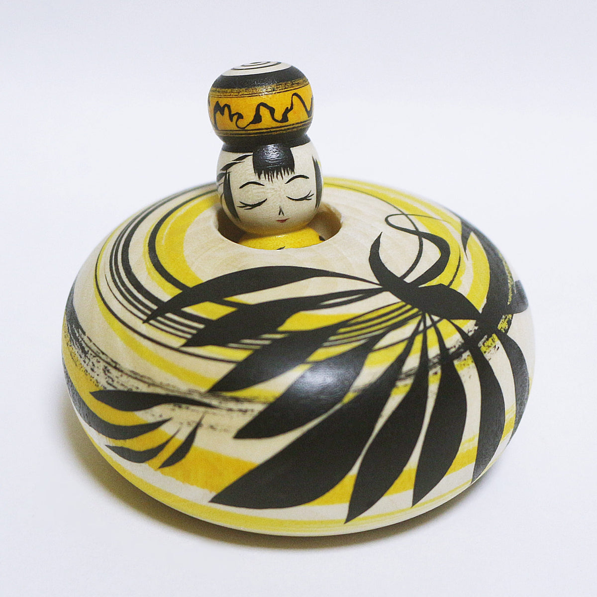 遠刈田こけし 本人型 輪入れ＆帽子　Wooden ring & Hat　Noboru Wagatsuma Type TOGATTA KOKESHI　※983