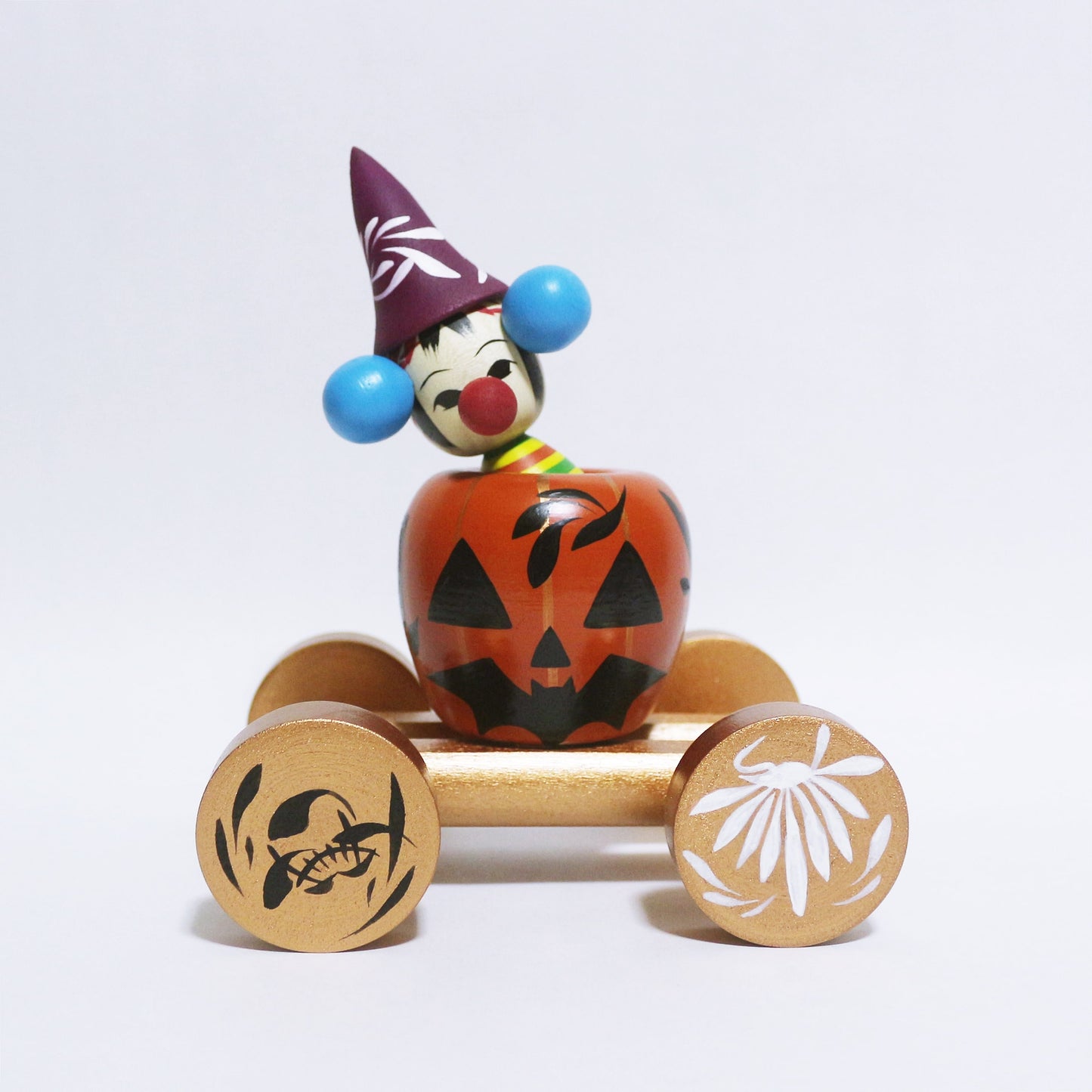 HALLOWEEN カボチャの馬車に玉入れ遠刈田ピエロこけし　Pumpkin carriage and Togatta Clown KOKESHI　※675