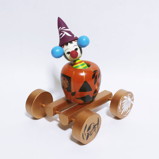 HALLOWEEN カボチャの馬車に玉入れ遠刈田ピエロこけし　Pumpkin carriage and Togatta Clown KOKESHI　※675