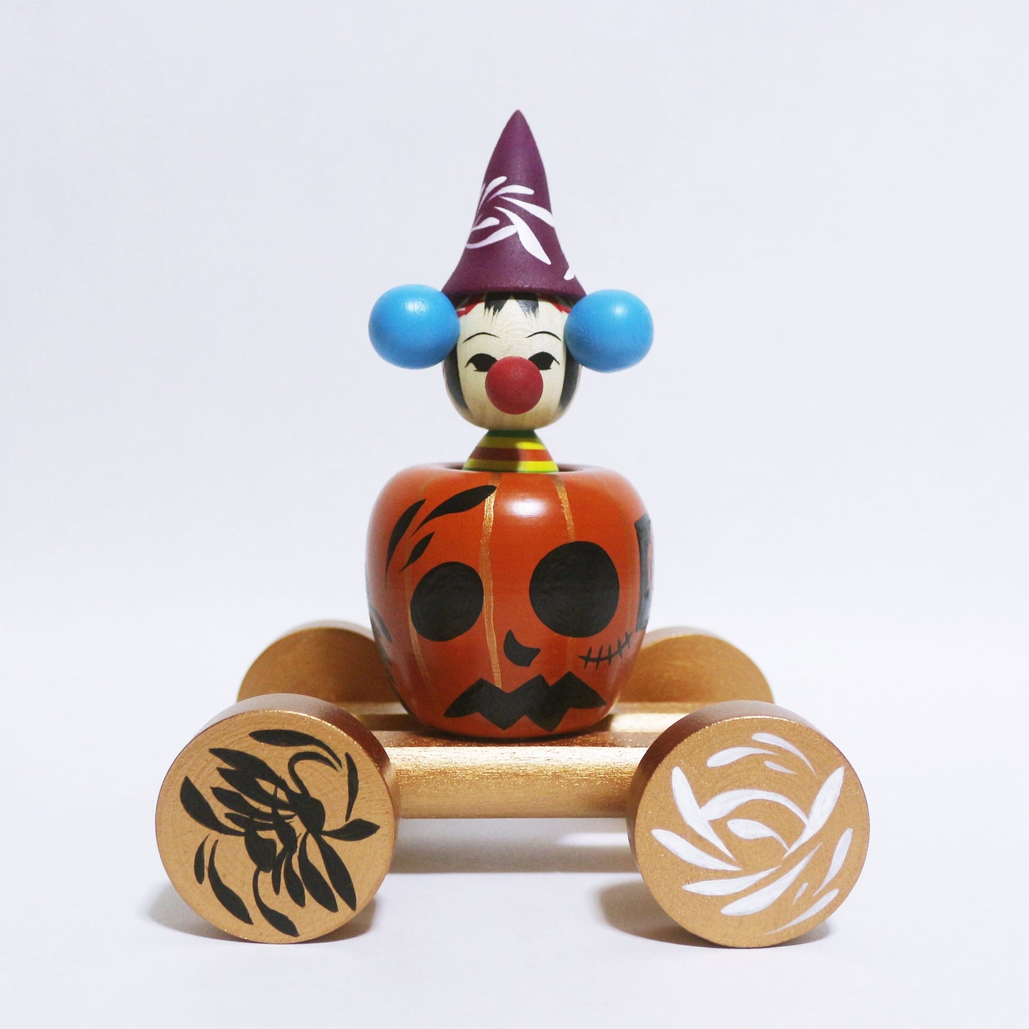 HALLOWEEN カボチャの馬車に玉入れ遠刈田ピエロこけし　Pumpkin carriage and Togatta Clown KOKESHI　※675